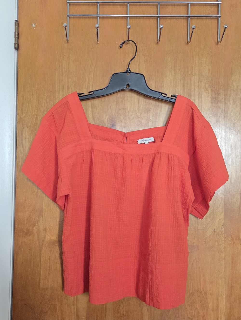 Madewell Orange Square-Neck Cotton Top